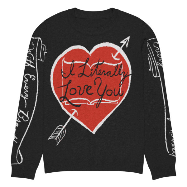 I literally love you  Knitted crew neck sweater