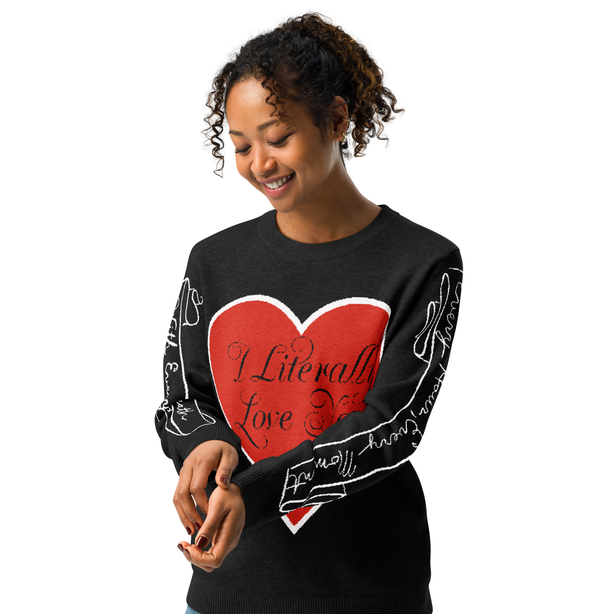I literally love you  Knitted crew neck sweater - Image 3